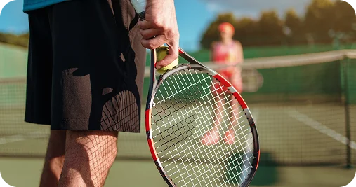 tennis players in action including racket close-up, training basket with balls, male and female athletes playing on outdoor courts, showcasing professional tennis practice and match dynamics